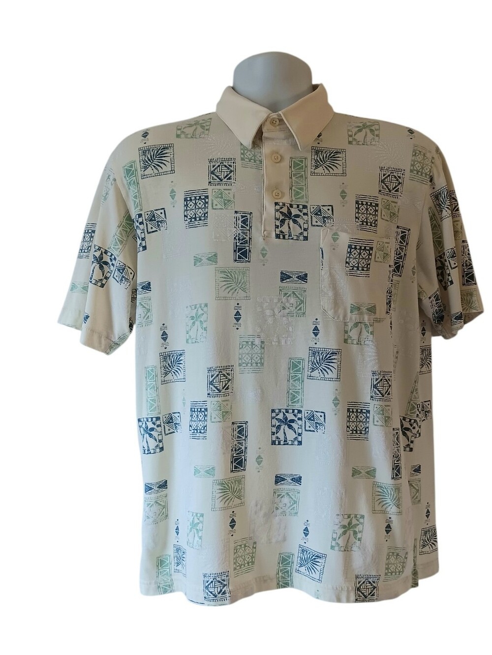 Windham Pointe men's multicolored tropical hawaiian print polo golf shirt size M